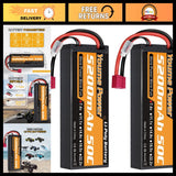 2 Packs 7.4V 5200mAh 50C Hard Case LiPo Battery for RC Cars & Trucks Battery