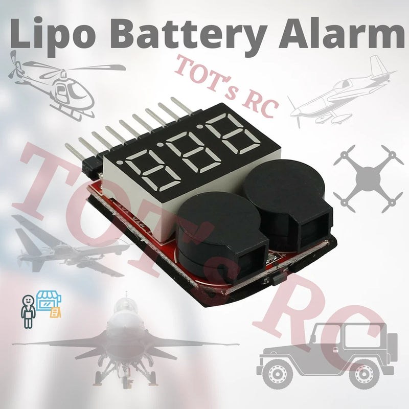 Lipo Battery Low Voltage Alarm 1S-8S Buzzer For RC CAR BOAT Plane FPV Heli Drone