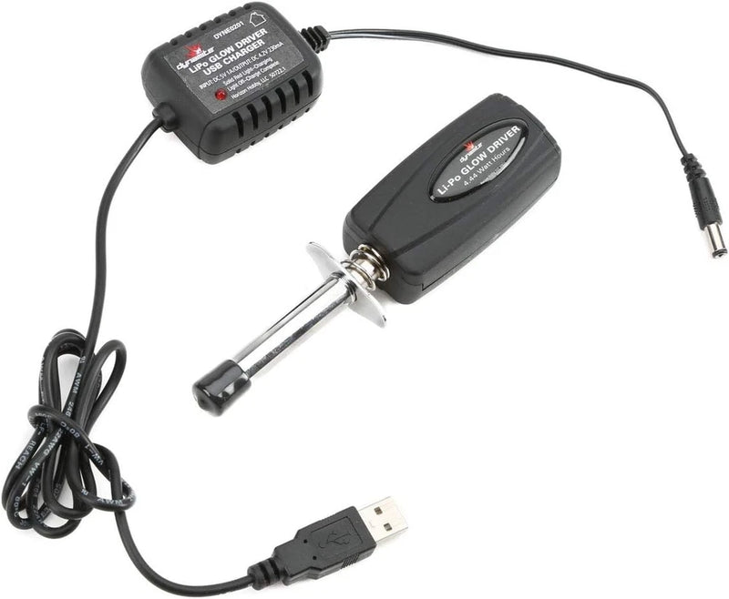LiPo Glow Driver w/Batt & USB Charger DYNE0201 Plugs Battery