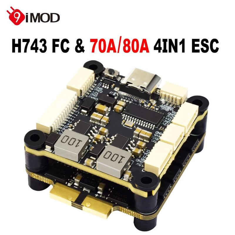 9IMOD H743 Flight Stack Flight Control 4in1 70A/80A ESC Gyro For RC FPV Drone