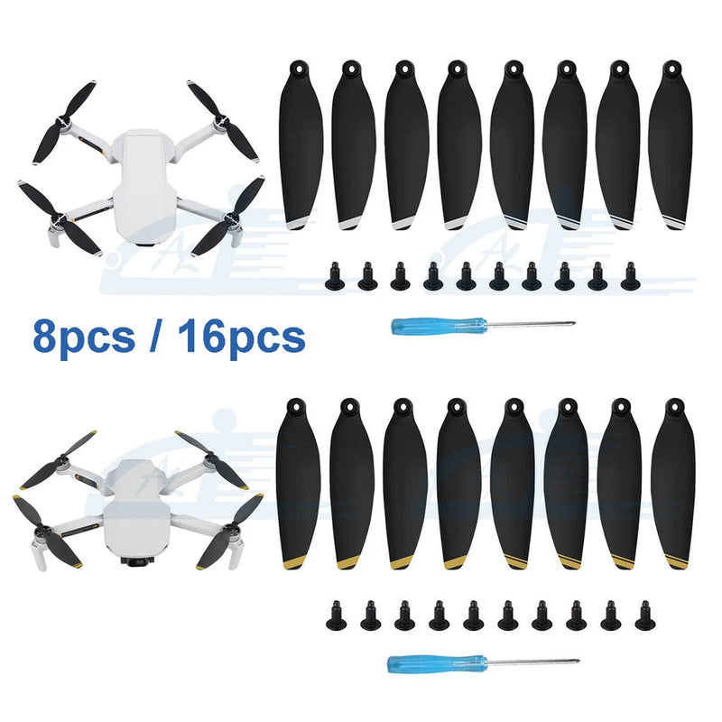 Foldable drone propeller blades set, black blades with screws and small screwdriver