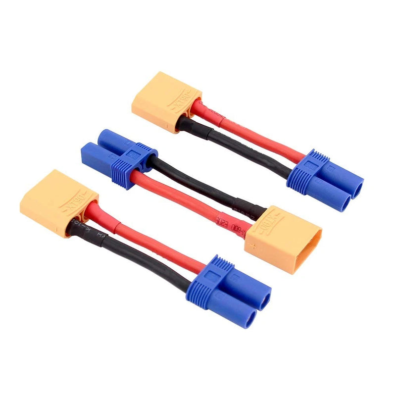 3x EC5 Female to XT90 Male Connector Adapter Cable 12AWG 5cm for RC LiPo Battery Converter