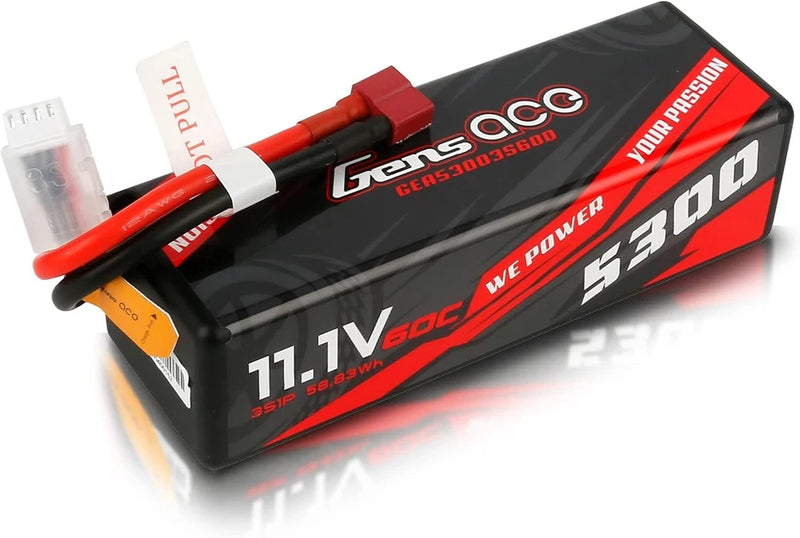 3S Lipo Battery 11.1V 60C 5300mAh Lipo Battery HardCase with Deans Plug for RC