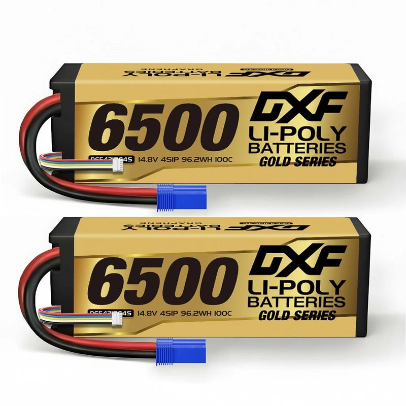 DXF 2PCS Performa Racing Graphene  Lipo 6500 14.8V 100C Battery GOLDEN EC5