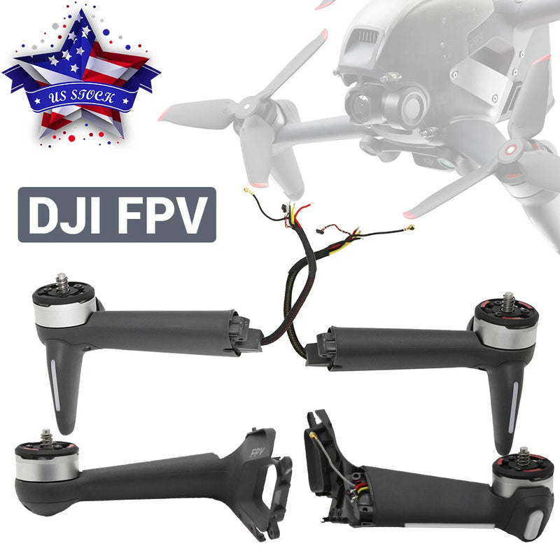 DJI FPV arm shell replacement with motor LED cover and antenna cable, with motors visible
