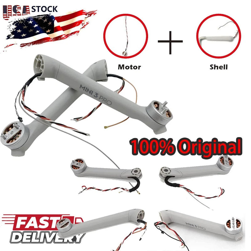 Gray drone arm shell covers with motor mounts and wiring