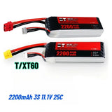 1pc/2pc 3S 2200mAh 25C 11.1V XT60/T Plug LiPo Battery for RC Airplane Car Truck