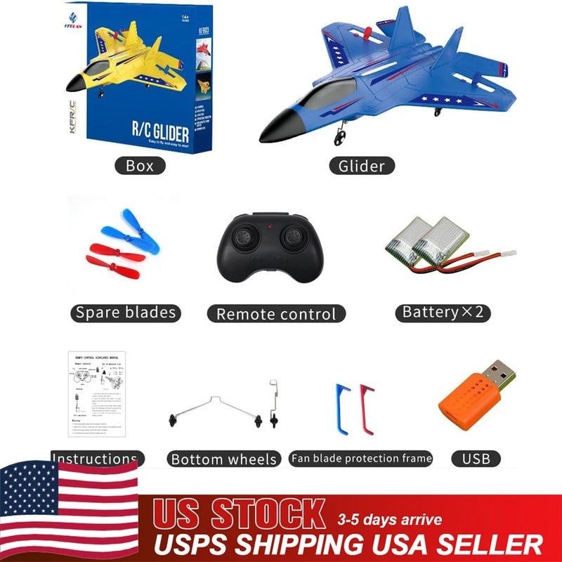 USA RC Aircraft RTF 2.4GHz 2CH Fighter Blue Aircraft Remote-controlled Plane Toy