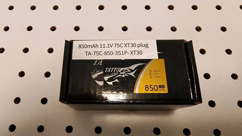 Tattu 850mAh 11.1V 75C 3S LiPo Battery XT30 Plug FPV Drone RC Racing TA-75C-850