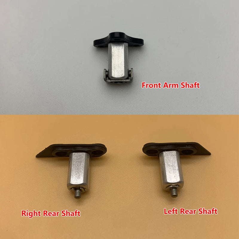 Drone arm shaft set with three metal shafts and black mounting brackets, front and rear