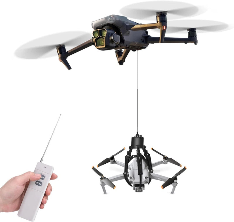 Mechanical drone airdrop claw system with suspended drop mechanism