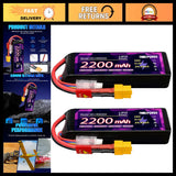 2200mAh 11.1V 3S LiPo Battery Pack 35C XT60 Plug for FPV Drone Quadcopter (2) Battery
