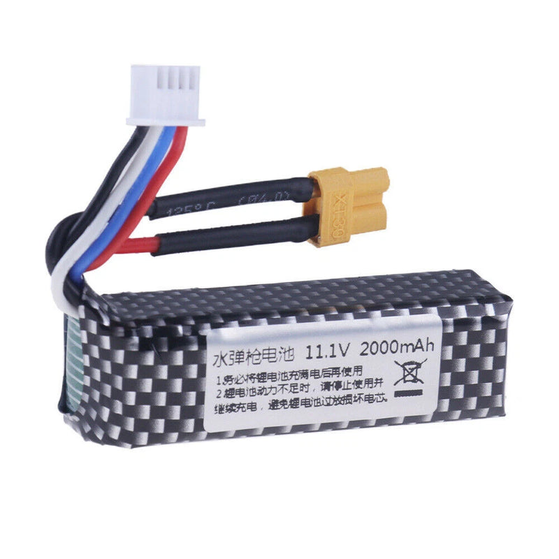11.1V 2000mAh LiPo battery pack with XT30 connector and balance lead wires