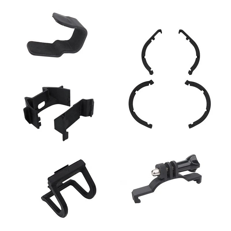Black drone bumper and lens protector mount parts set with bracket and rings