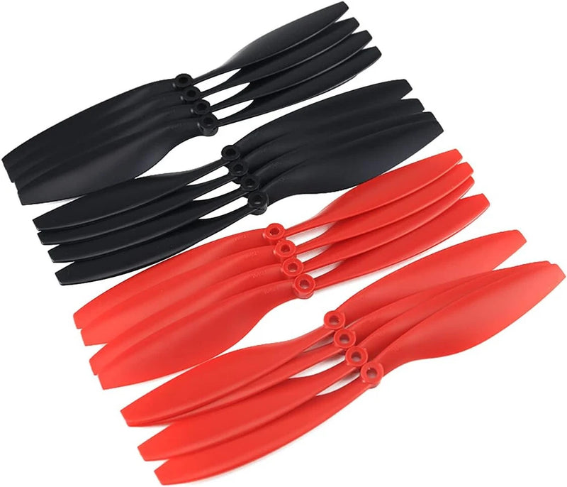 1045 (10x4.5) Propellers. 16 Pieces(8CW, 8CCW) Red & Black 10 inch FPV Props TX