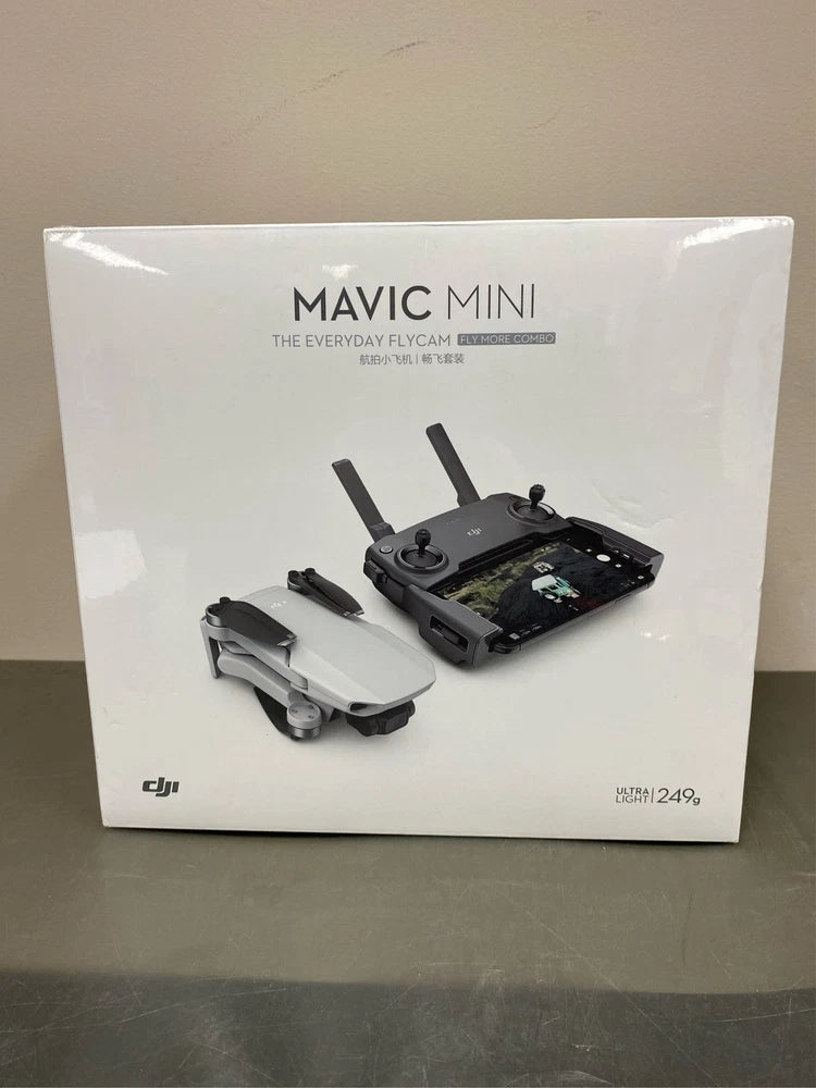 DJI Mavic Mini Fly More Combo retail box showing drone and controller