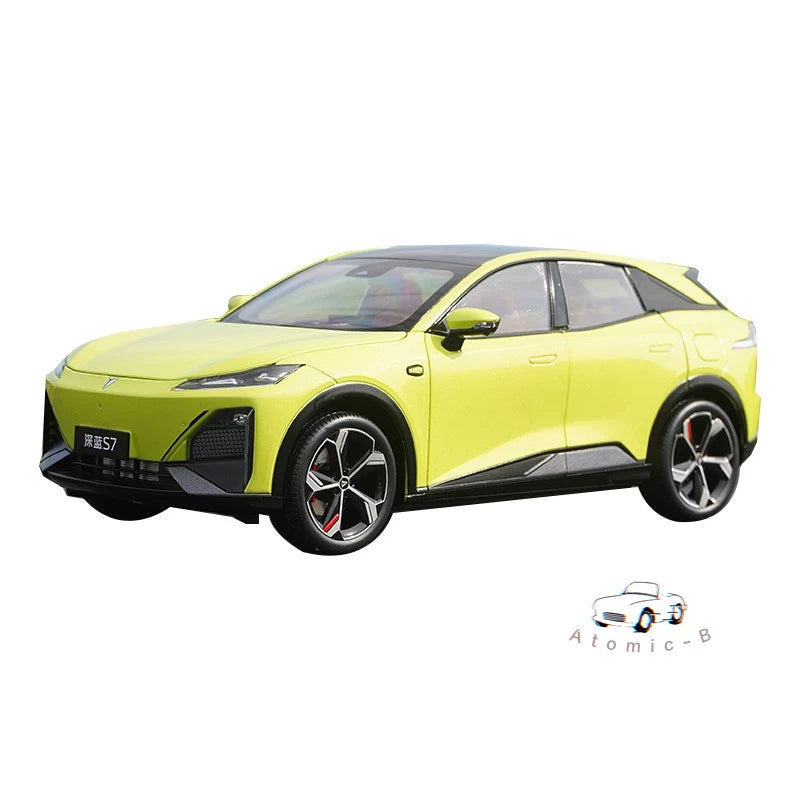 1/18 Changan S7 alloy simulation car model, lime green with black wheels