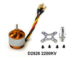 Brushless outrunner motor with D2826 2200KV, prop adapter and screws