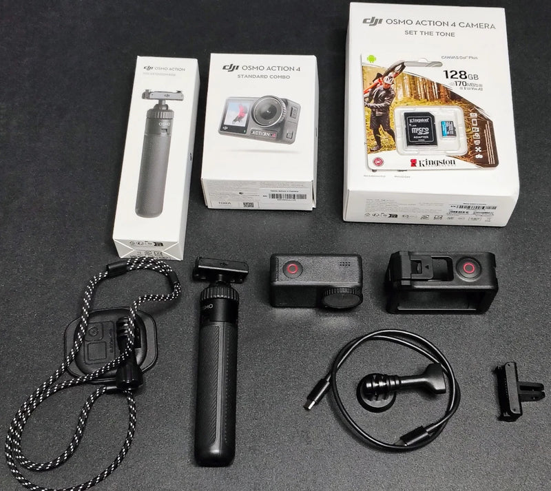 DJI OSMO Action 4 Camera Bundle with 128GB Micro SD Card & Mini Extension Rod