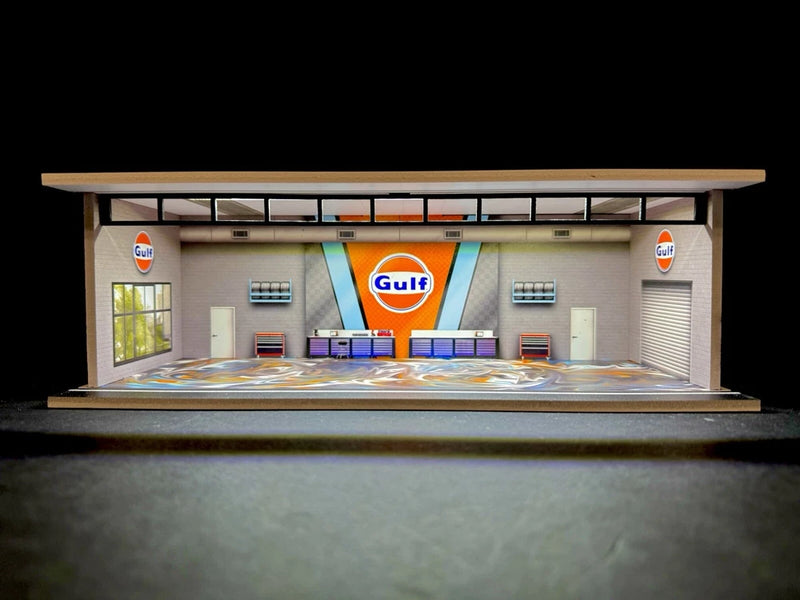 Gulf V3 Theme FOR Hot Wheels 1:64 Model Diorama Garage LED Lighting!