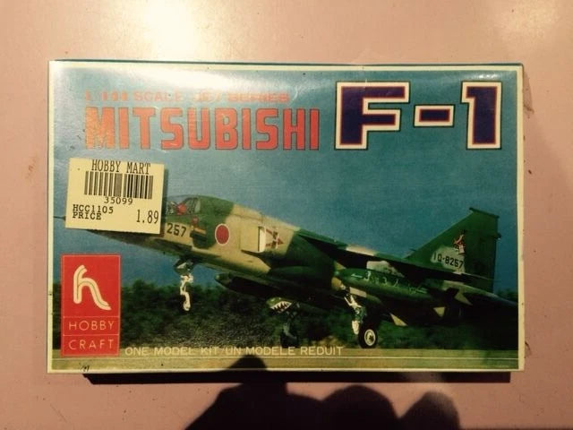 Mitsubishi F-1 model airplane kit box, 1:144 scale