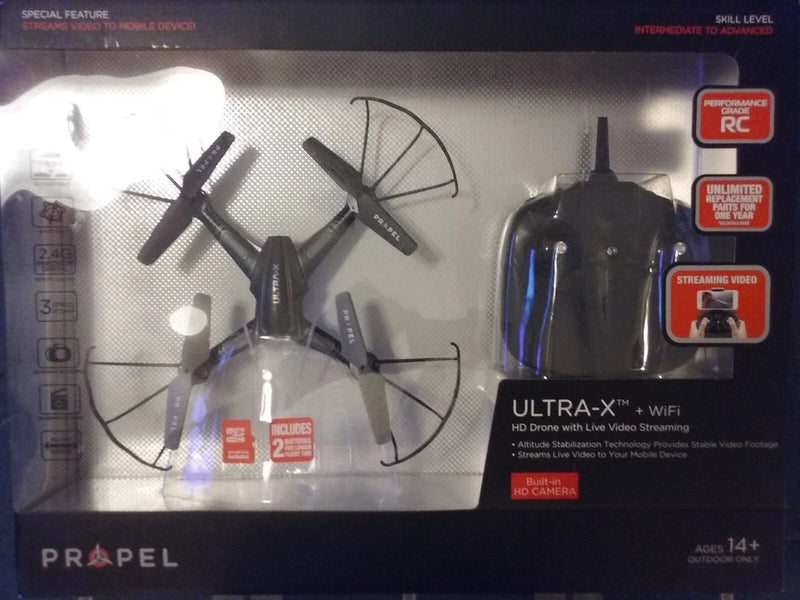 Propel Ultra-X HD WiFi drone set with quadcopter and handheld controller on box