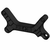Black plastic battery spacer bracket with mounting holes and bolt hardware