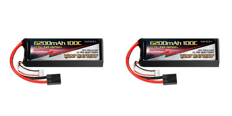 2X VANT 6200MAH 3S 11.1 100C LIPO BATTERY FITS TRAXXAS  SLASH STAMPEDE RUSTLER