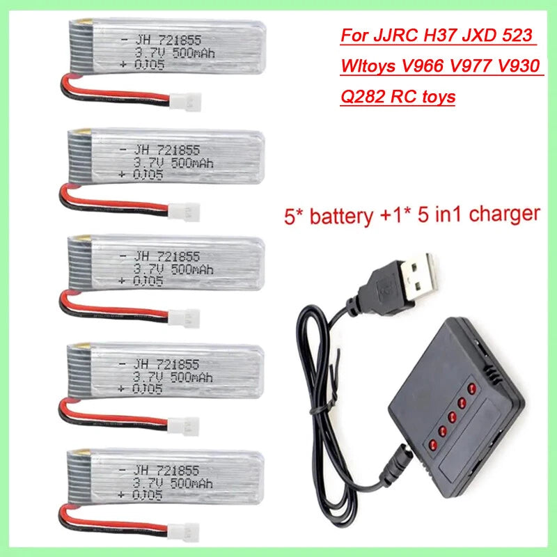 3.7V 500mAh LiPo Battery +Charger For JJRC H37 JXD 523 wltoy V966 V977 V930 Q282