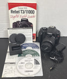 Canon EOS Rebel T3 Digital Camera/Battery/Charger 18-55mm Lens/CDs/Book/8GB Card
