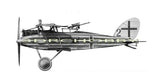 Black model airplane kit with green stripe, propeller and landing gear, side view