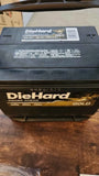 DieHard Gold 12V car battery with top label, Group 75F