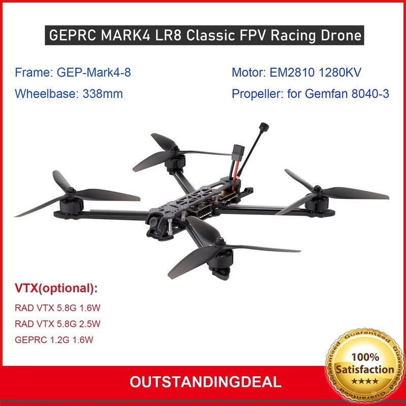 GEPRC MARK4 LR8 FPV Racing Drone FPV Quadcopter 5.8G 1.6W VTX ELRS2.4G Receiver