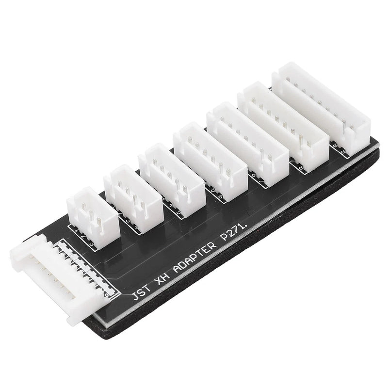 RC battery charging board adapter with black PCB and multiple white balance connectors