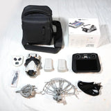 Dji Mini 3 Pro drone kit with black carry bag, remote, spare parts and props