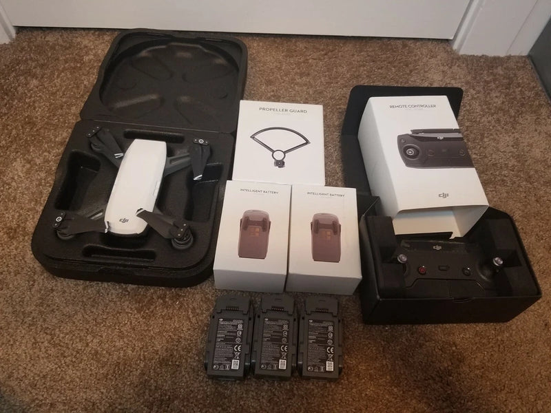 DJI Spark drone alpine controller 2 extra batteries propeller guard barely used
