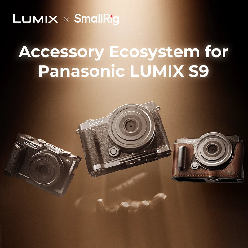 SmallRig Camera Cage | L-Shape Handle | Leather Half Case for Panasonic LUMIX S9