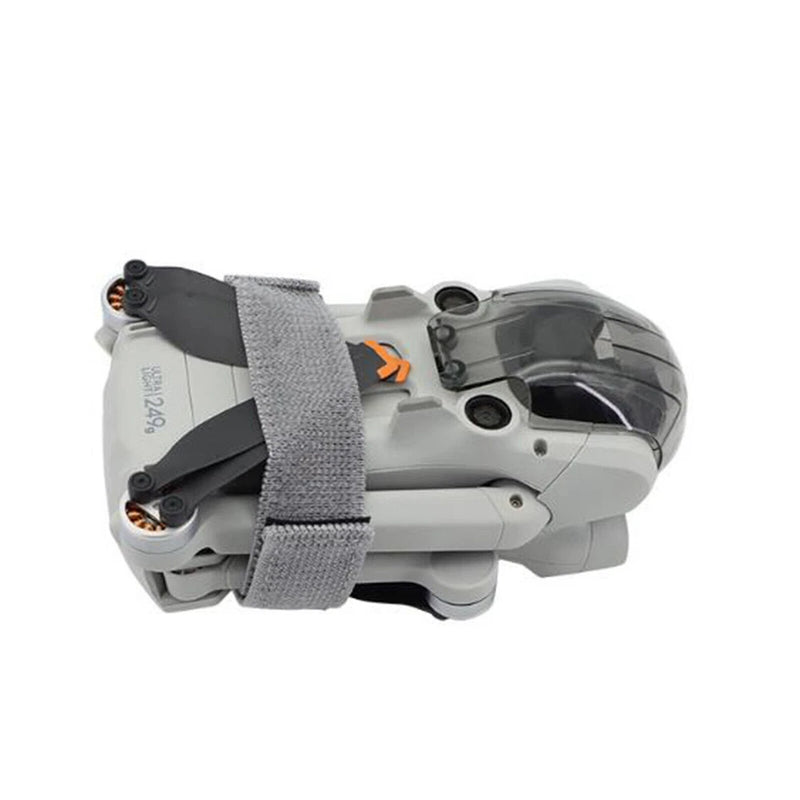 Drone propeller blade stabilizer holder with gray web strap, for DJI Mini 3 Pro
