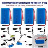 4Pack 7.4V 2000mAh Lipo Battery 2S for RC Car Aircraft Syma 822 MJX T640 F39 F49