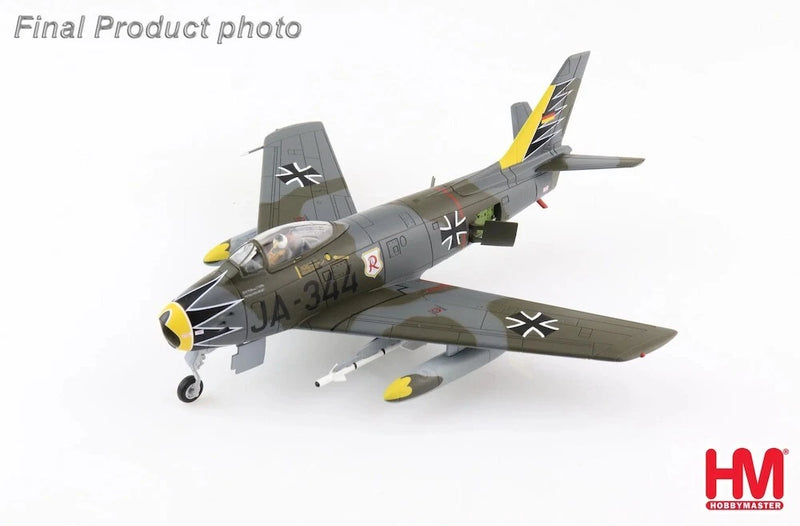 1/72 military jet model with gray camouflage, yellow accents, and German cross markings