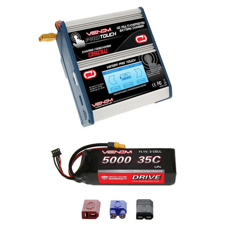 Venom 35C 3S 5000mAh 11.1V LiPo Battery with Pro Touch Charger Combo Battery