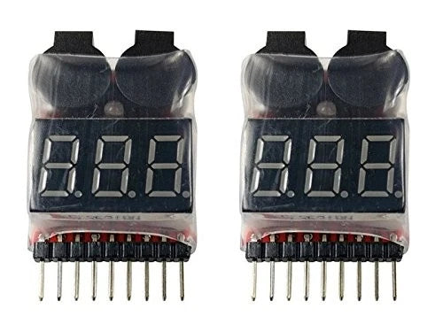 2 Pack Lipo Battery Voltage Checker Alarm LED 1 8 Cell Battery