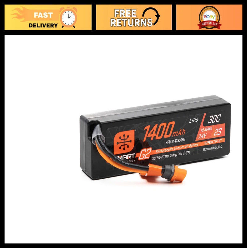 1400mAh 2S 7.4V G2 30C LiPo Battery IC2 Connector for RC Cars, Drones & More Battery