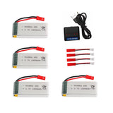 4Pcs 1800mah 3.7V Lipo Battery JST Plug w/ 4Port Charger for RC Quadcopter Drone