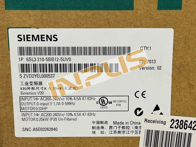 6SL3210-5BB12-5UV0 New Sealed Siemens Frequency Converter 6SL3210-5BB12-5UV0
