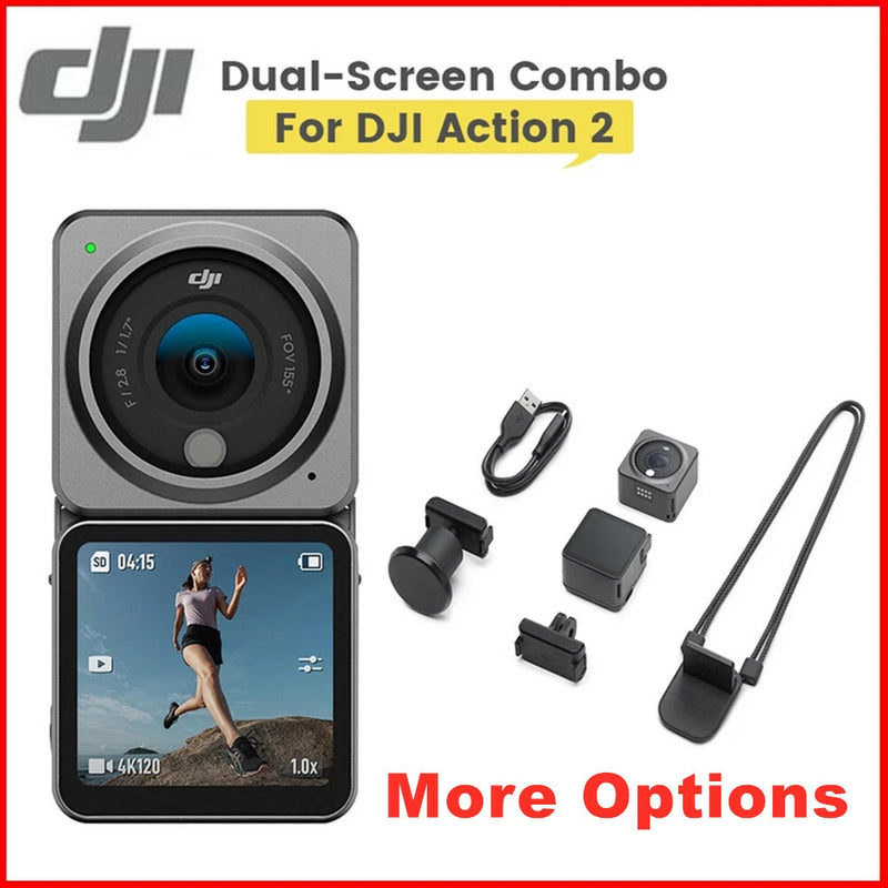 DJI Action 2 Dual-Screen Combo Kit 4K/120fps 155?? Super-Wide FOV Sport Camera