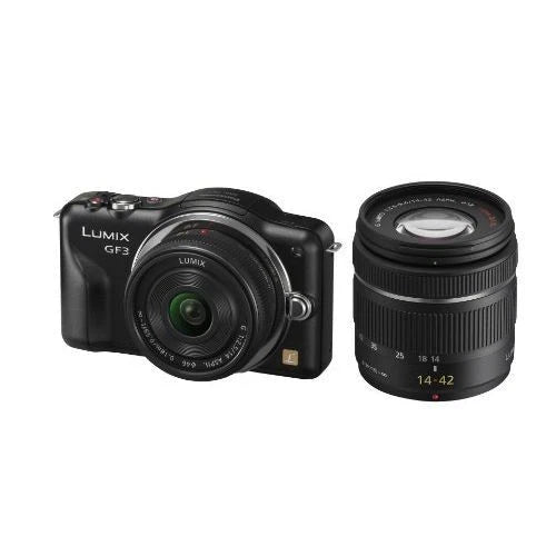 Used, excellent condition Panasonic LUMIX DMC-GF3 double lens kit, black.