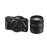 Used, excellent condition Panasonic LUMIX DMC-GF3 double lens kit, black.