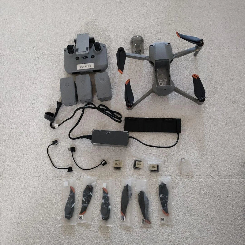 DJI Air 2S Fly More combo kit with drone, controller, charger, and extra batteries