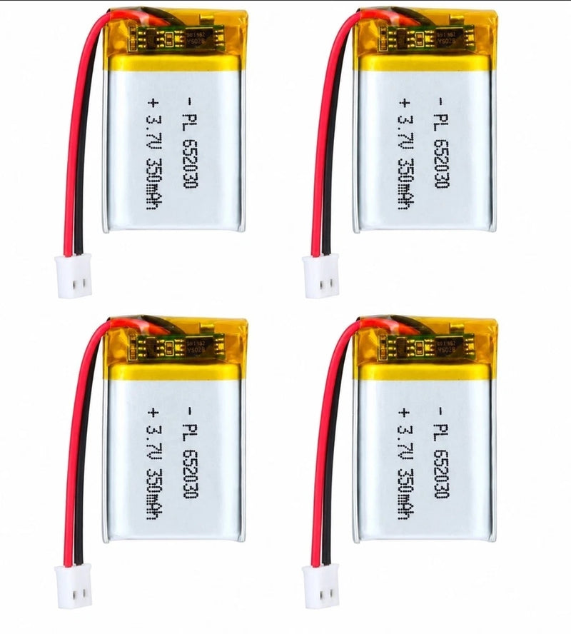 Lot Of 4 AKZYTUE 3.7V 350mAh 652030 LiPo Battery PH2.0 JST Connector Battery